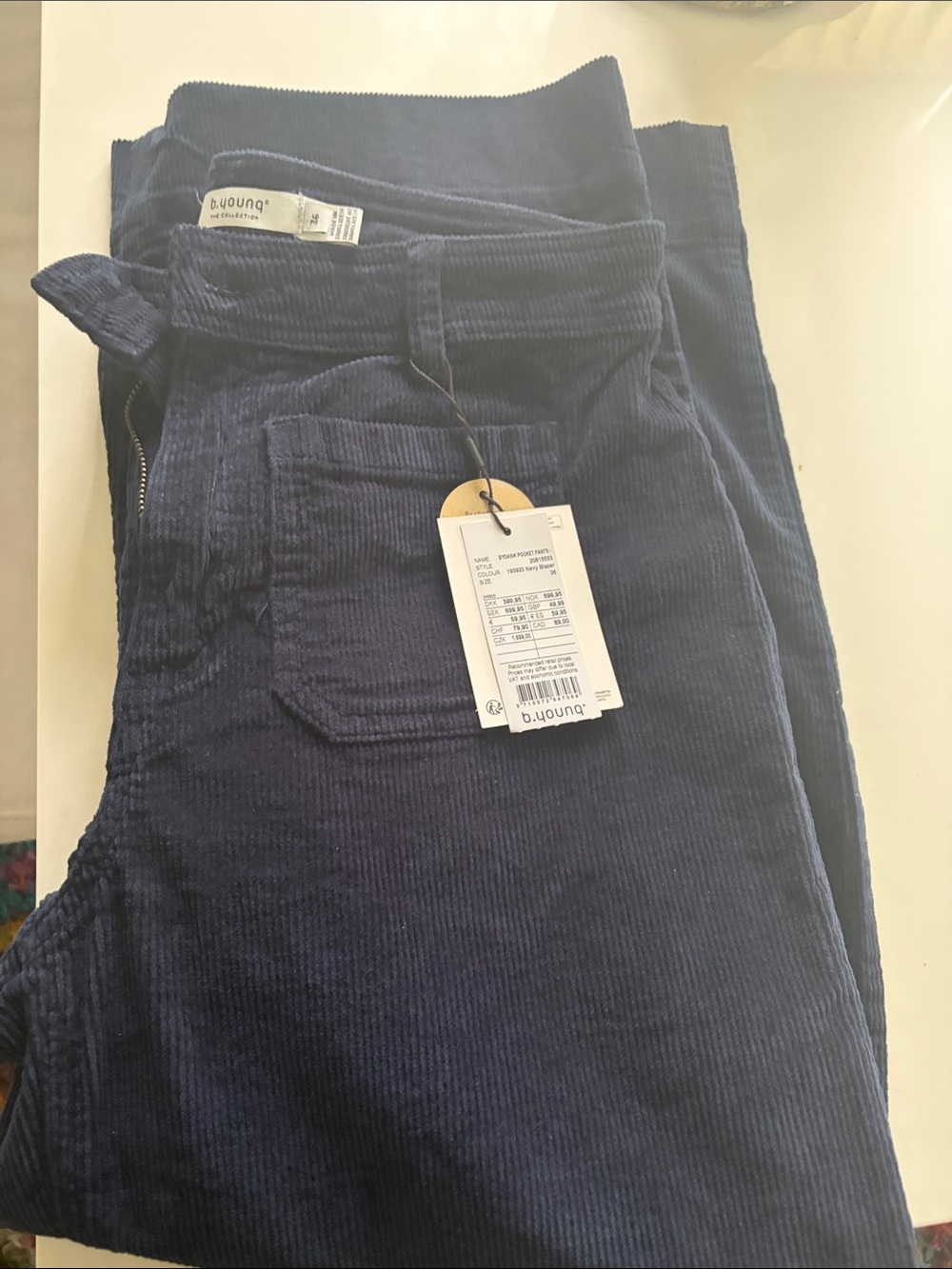 Navy Corduroy Men’s/ Women Jeans made by B.Young the collection